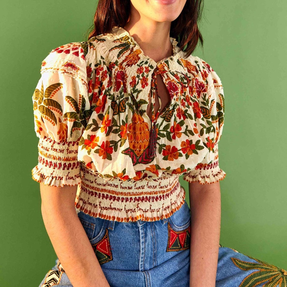 FARM RIO Off White Made In Brazil Blouse